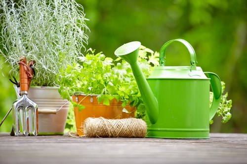 Satisfied customer enjoying their freshly mowed lawn in London